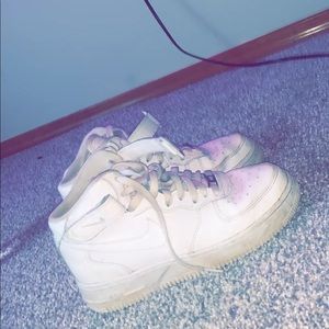 White Air Force ones, in great condition.